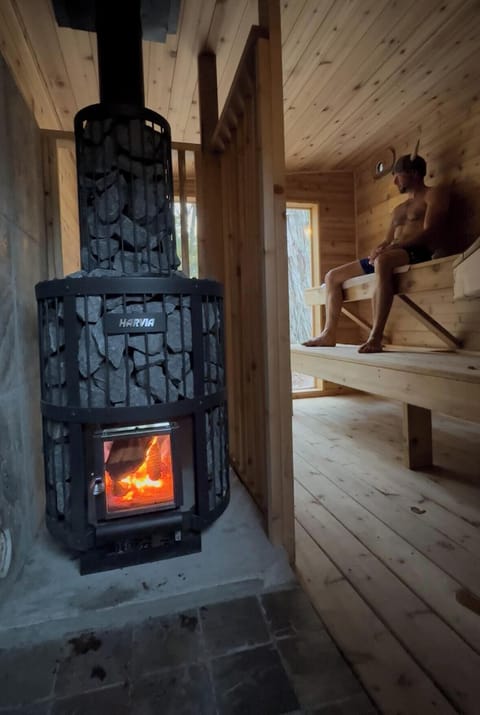 Wood burning sauna. Available as an add-on.