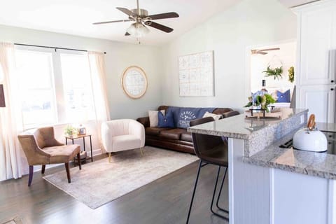 An open plan in the family room means you can cook a meal and watch a movie with the family. 