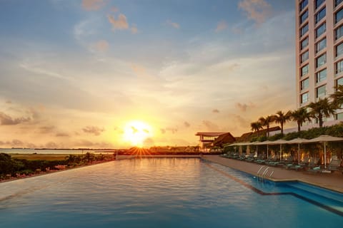 Outdoor pool, sun loungers