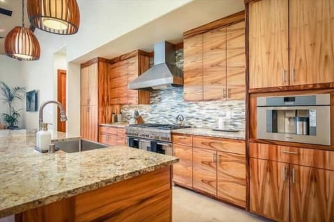 (11)Thermador 6 Burner Stove/Oven, Large Overhead Range Hood & Built-In Espresso Machine