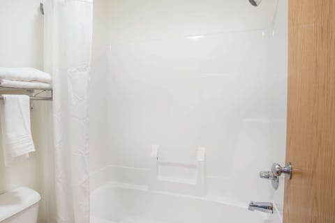 Combined shower/tub, free toiletries, hair dryer, towels