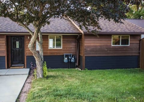 Front of the rental. Black door is entrance