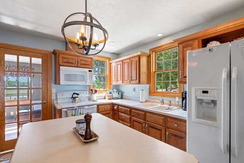 Fully stocked kitchen with island