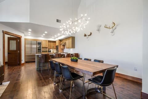 Dining area with custom decor.