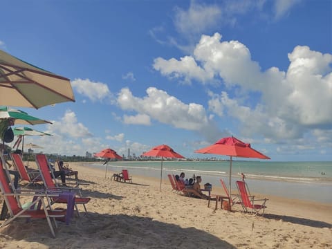 On the beach, white sand