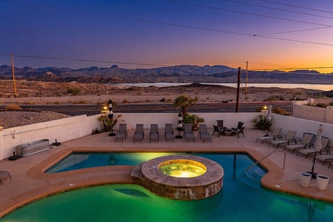 Relax by the illuminated pool and spa.