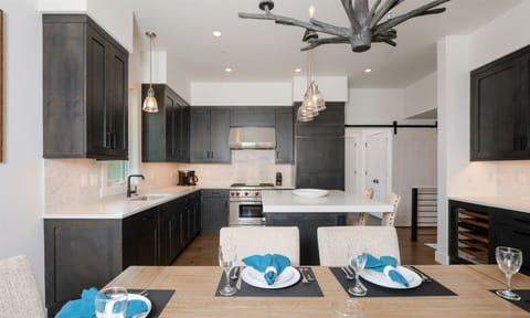 Beautiful kitchen is fully stocked for cooking any meal