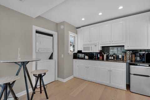The kitchen and dining area