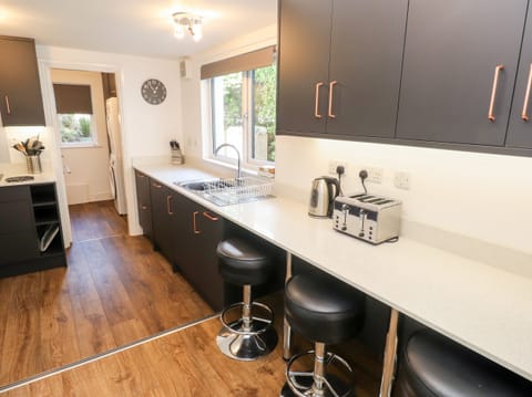 Fridge, dishwasher, electric kettle, toaster