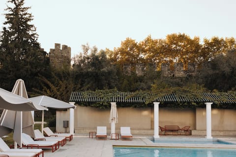 Outdoor pool, sun loungers