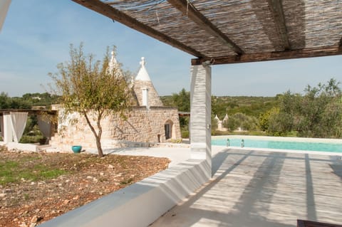 Views of the trulli from the pool area