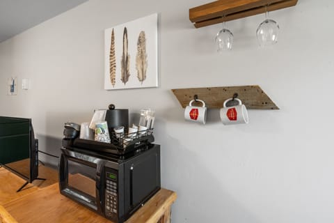 Coffee station with microwave