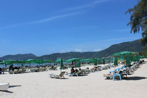 On the beach, white sand