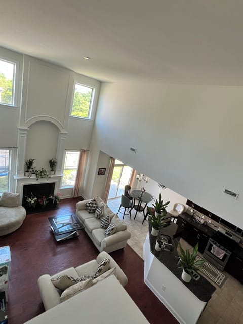 You are looking at Living Room and Kitchen Downstairs view from Upstairs 
