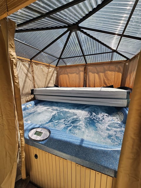 Hot tub with private cover