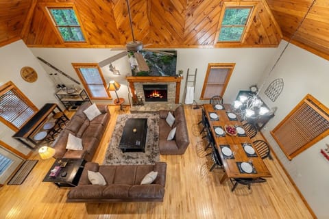 View from the loft overlooking the great room/dining area