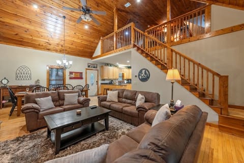 View from the wine shelf toward the upper loft/gameroom sleeping area