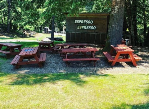 7 picnic tables can. Can be moved around the yard.