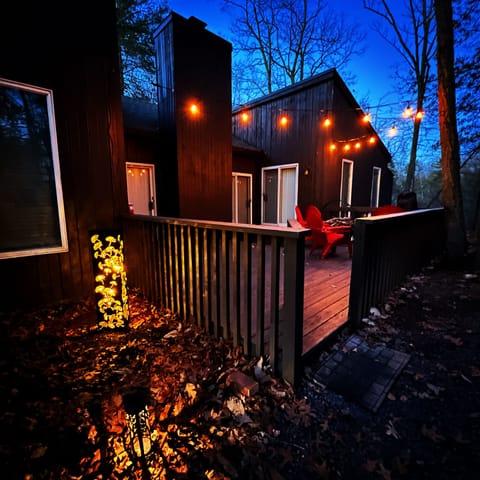 Back deck with lights and chiminea 
