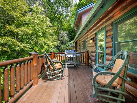 Outdoor grilling area located just outside the kitchen.