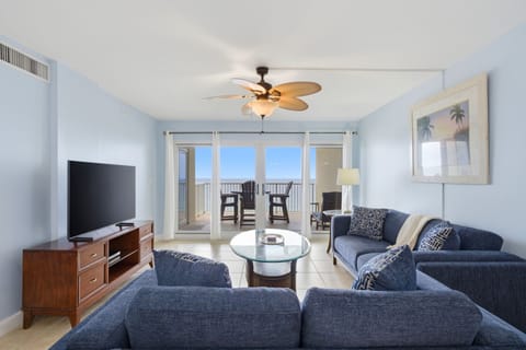 Sandy Key 637-  Picture yourself relaxing in this bright, coastal-inspired living room where calming blue tones and comfortable seating invite you to unwind after sun-soaked beach days.