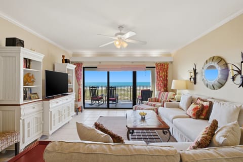 Shipwatch D204- Living Room View with TV & Balcony