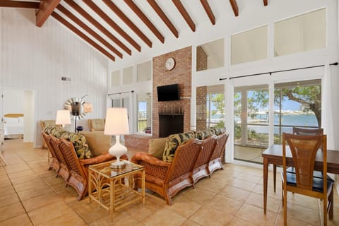 Tobin House- Living Room View with Fireplace & TV