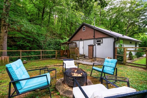 Fireplace with full fenced in yard!