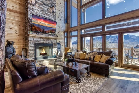 Family room Fireplace mountain views