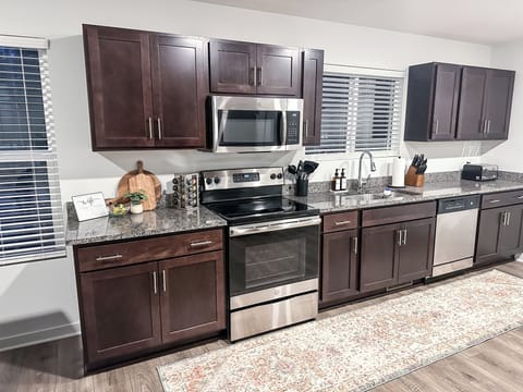 Prep and Cook your Favorite Meals in the Fully Equipped Kitchen.