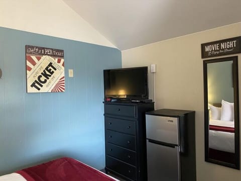 Microwave and refrigerator in the cabin