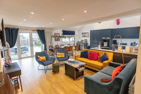 Open plan living, dining, kitchen 
