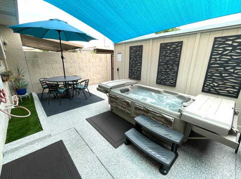 Relax & enjoy some wine in your private therapy spa on the patio. Heats to 104