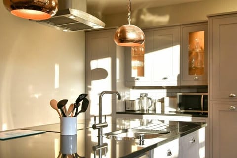 Fridge, dishwasher, cookware/dishes/utensils