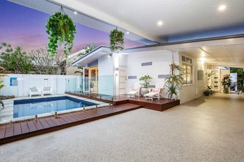 Heated Pool w Glass Fence and Bifold Doors off Living Room