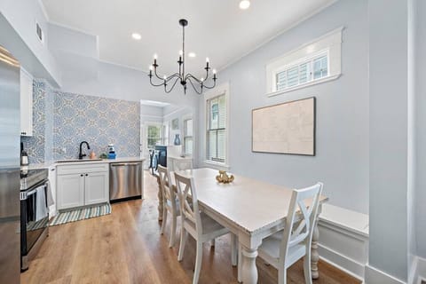 This dining area is located near the kitchen