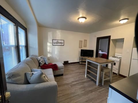 Living area with bedroom view 