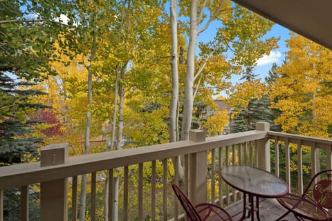 Private balcony offering seating.