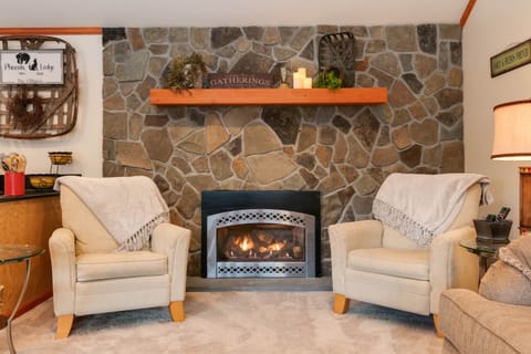 warm up next to the gas fireplace