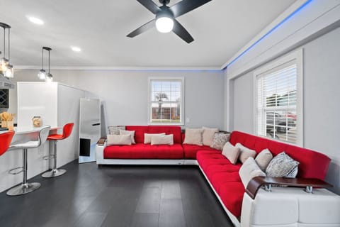 Living Area with Sleeper Sofa and Large Flat Screen TV