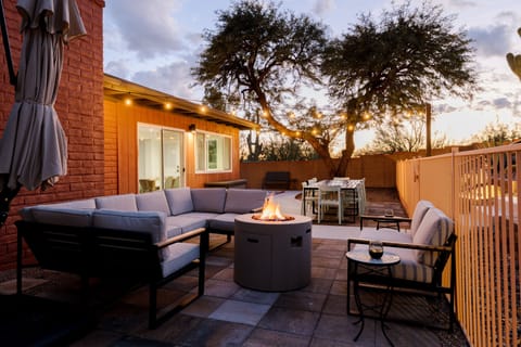 patio seating and fire pit