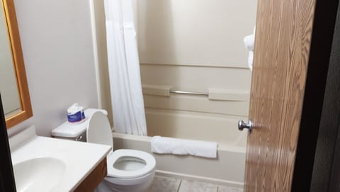 Room, 2 Double Beds (2nd Floor) | Bathroom | Combined shower/tub, hair dryer, towels, soap