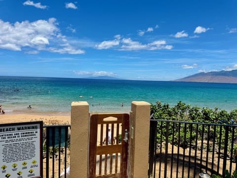 This is our beach entry stairwell down to the beach.  Need an access code.