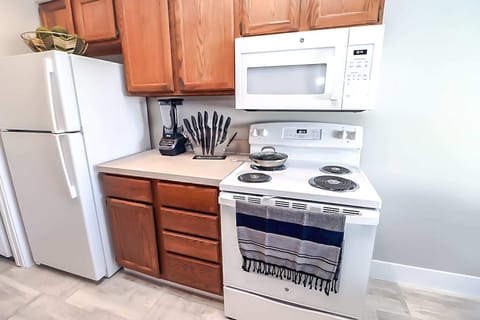 Equipped with all necessary cooking appliances.