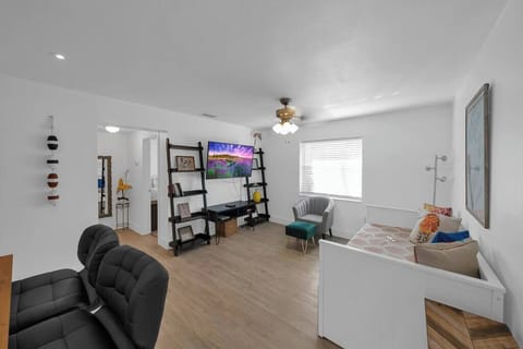 Enjoy a roomy living space complete with a sofa bed, offering additional sleeping options.