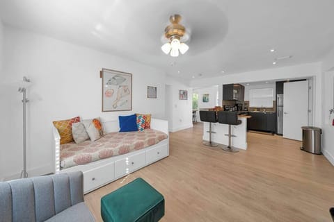 A very comfortable sofa bed that can be used as a sitting area or an extra sleeping area