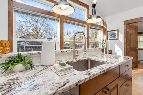 Apartment, 1 King Bed with Sofa bed, Patio, Garden View (722 Mathews St.) | Private kitchen | Fridge, microwave, dishwasher, coffee/tea maker