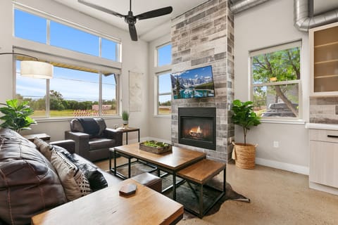House, Multiple Beds, Hot Tub, Mountain View (750 Jerome St Unit 6) | Living area | 55-inch flat-screen TV with digital channels, fireplace