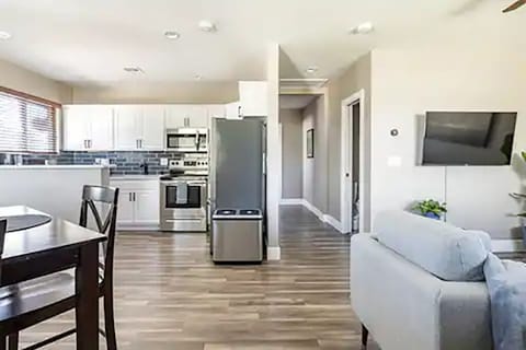 Great view of the living space including hallway to the bedrooms