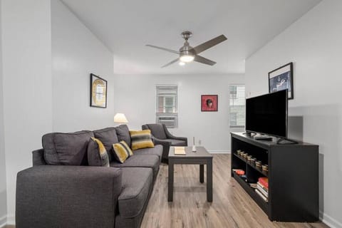 Living room styled with accent pillows and natural light